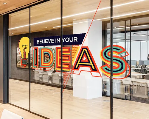 รูป ตัวอย่างงานพิมพ์สติ๊กเกอร์ติดกระจก